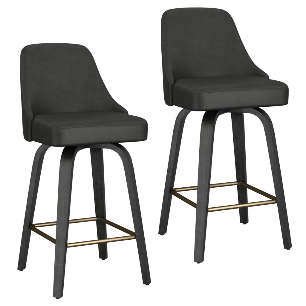 Oakley 26" Counter Stool w/Swivel, Set of 2 in Charcoal & Black - Image 7