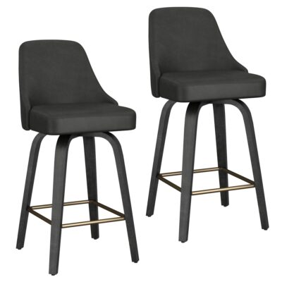 Oakley 26" Counter Stool w/Swivel, Set of 2 in Charcoal & Black 203-887CH 203 887CH 6