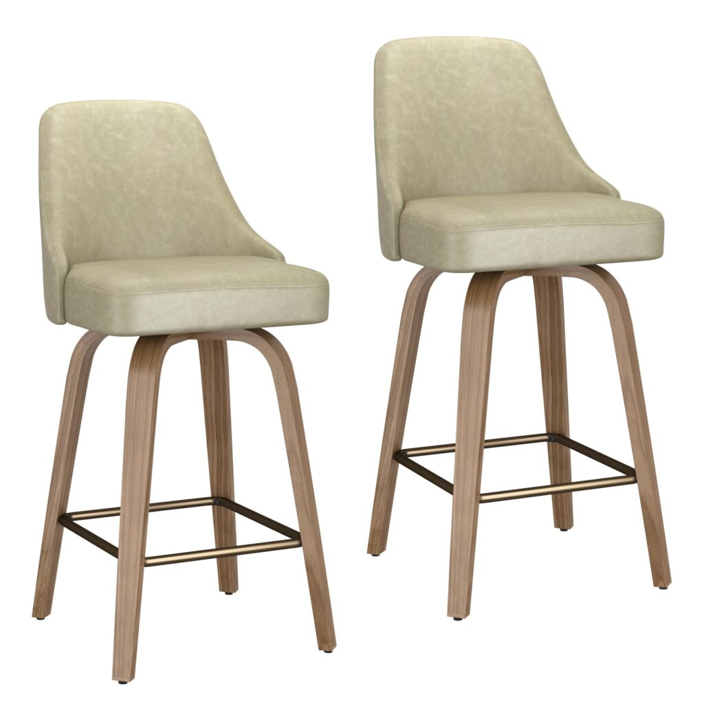 Oakley 26" Counter Stool w/Swivel, Set of 2 in Ivory & Whitewashed - Image 7