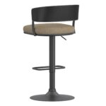 Kazan Adjustable Air-Lift Stool, Set of 2 in Dark Beige Performance Fabric & Black Metal 203-904DKB 203 904DKB 2