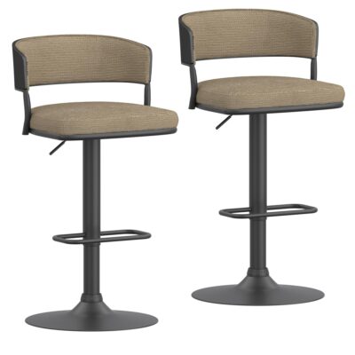 Kazan Adjustable Air-Lift Stool, Set of 2 in Dark Beige Performance Fabric & Black Metal 203-904DKB 203 904DKB 6