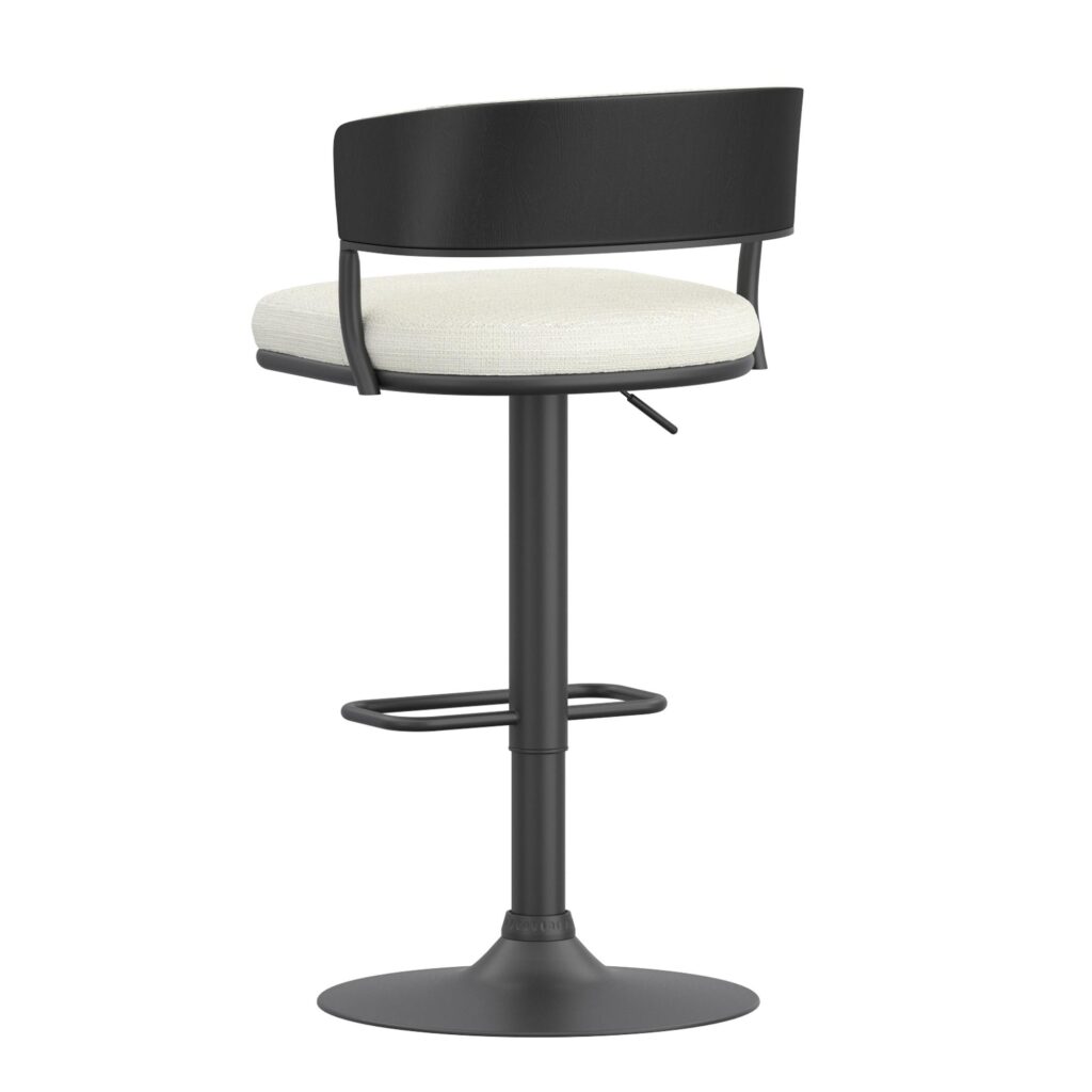 Kazan Adjustable Air-Lift Stool, Set of 2 in Ivory Performance Fabric & Black Metal - Image 3