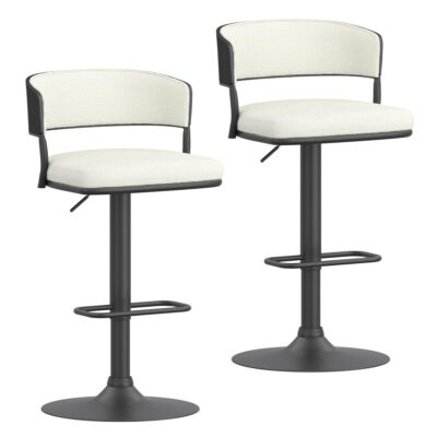 Kazan Adjustable Air-Lift Stool, Set of 2 in Ivory Performance Fabric & Black Metal 203-904IV 203 904IV 6