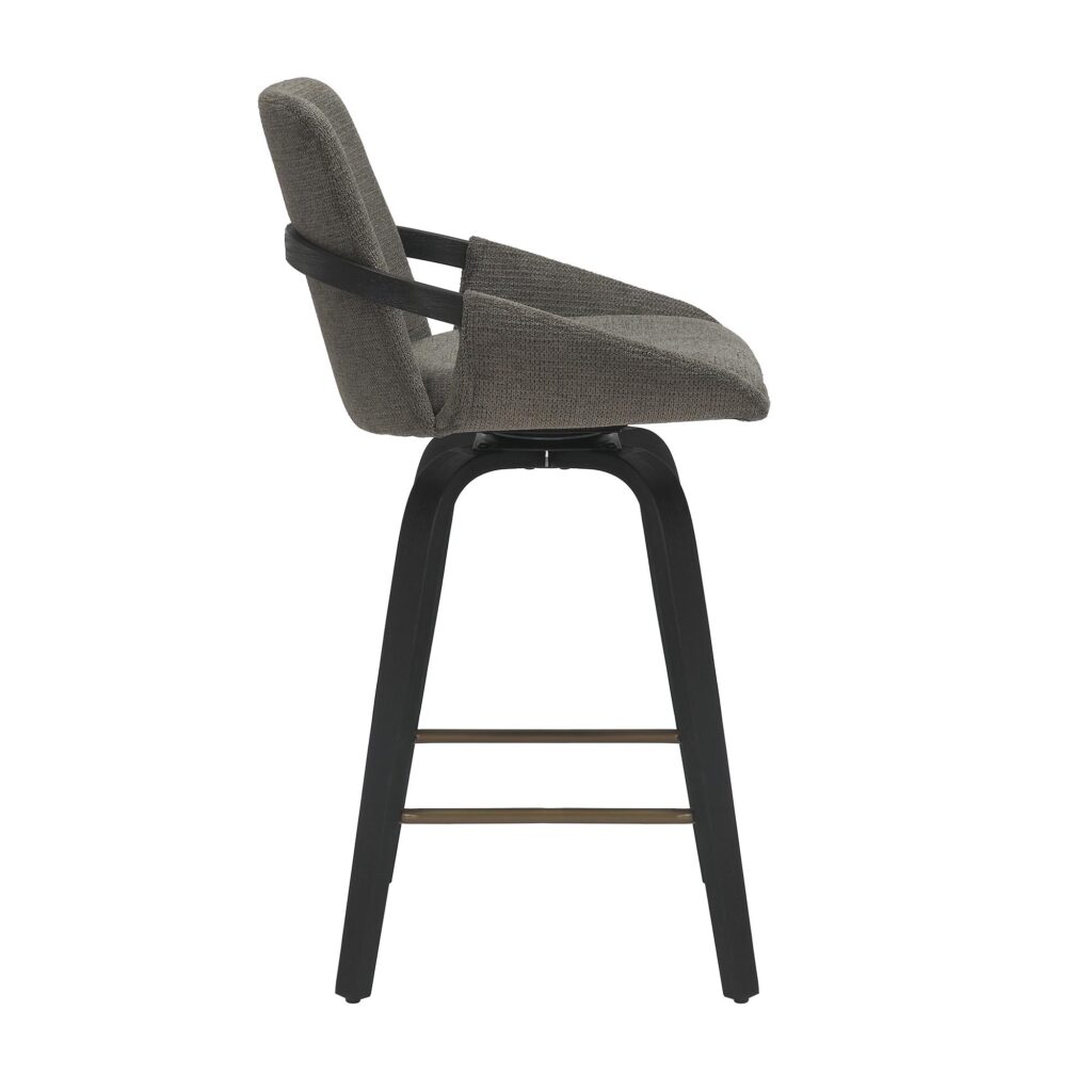 Parker 26" Counter Stool w/Swivel, Set of 2 in Charcoal Performance Fabric & Black - Image 4