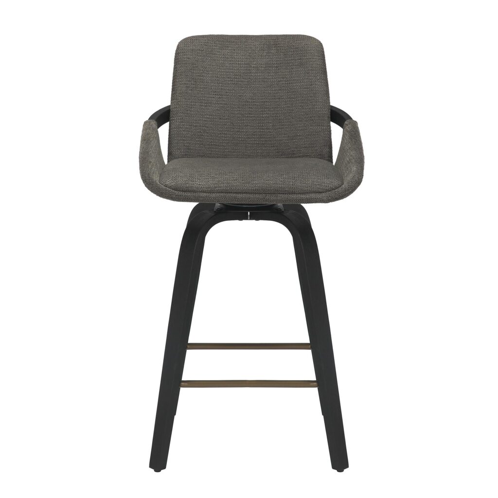 Parker 26" Counter Stool w/Swivel, Set of 2 in Charcoal Performance Fabric & Black - Image 5