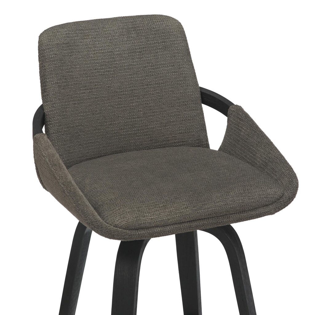 Parker 26" Counter Stool w/Swivel, Set of 2 in Charcoal Performance Fabric & Black - Image 6
