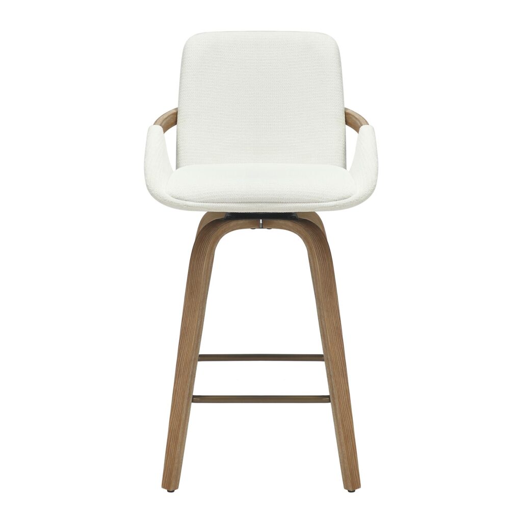 Parker 26" Counter Stool w/Swivel, Set of 2 in Ivory Performance Fabric & Whitewashed - Image 5