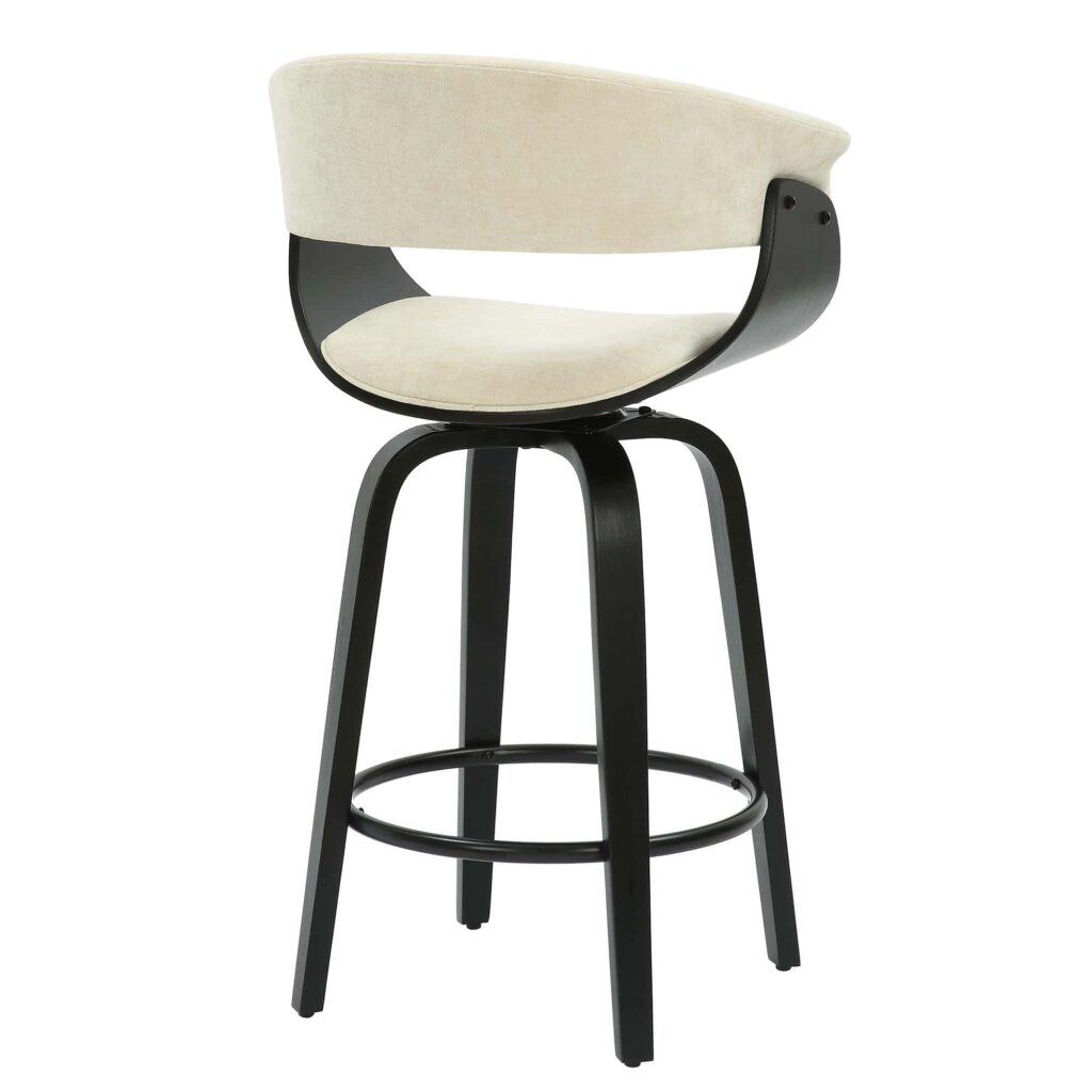 Holt 26" Counter Stool in Beige Fabric and Black - Image 3