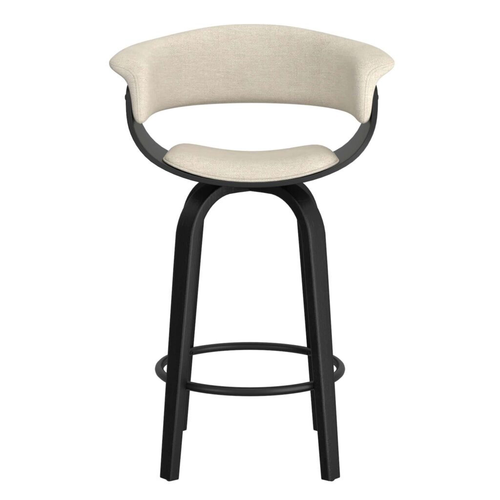 Holt 26" Counter Stool in Beige Fabric and Black - Image 5