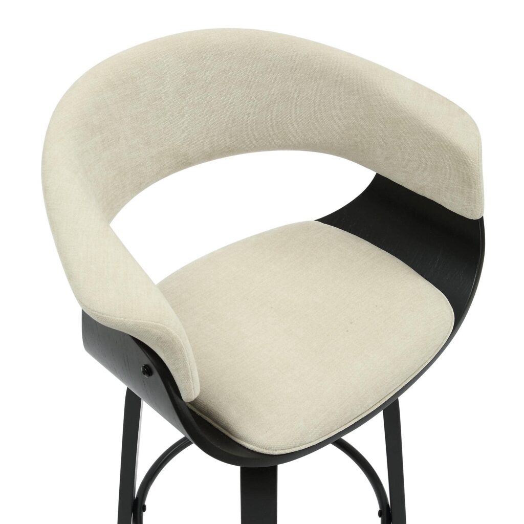Holt 26" Counter Stool in Beige Fabric and Black - Image 6