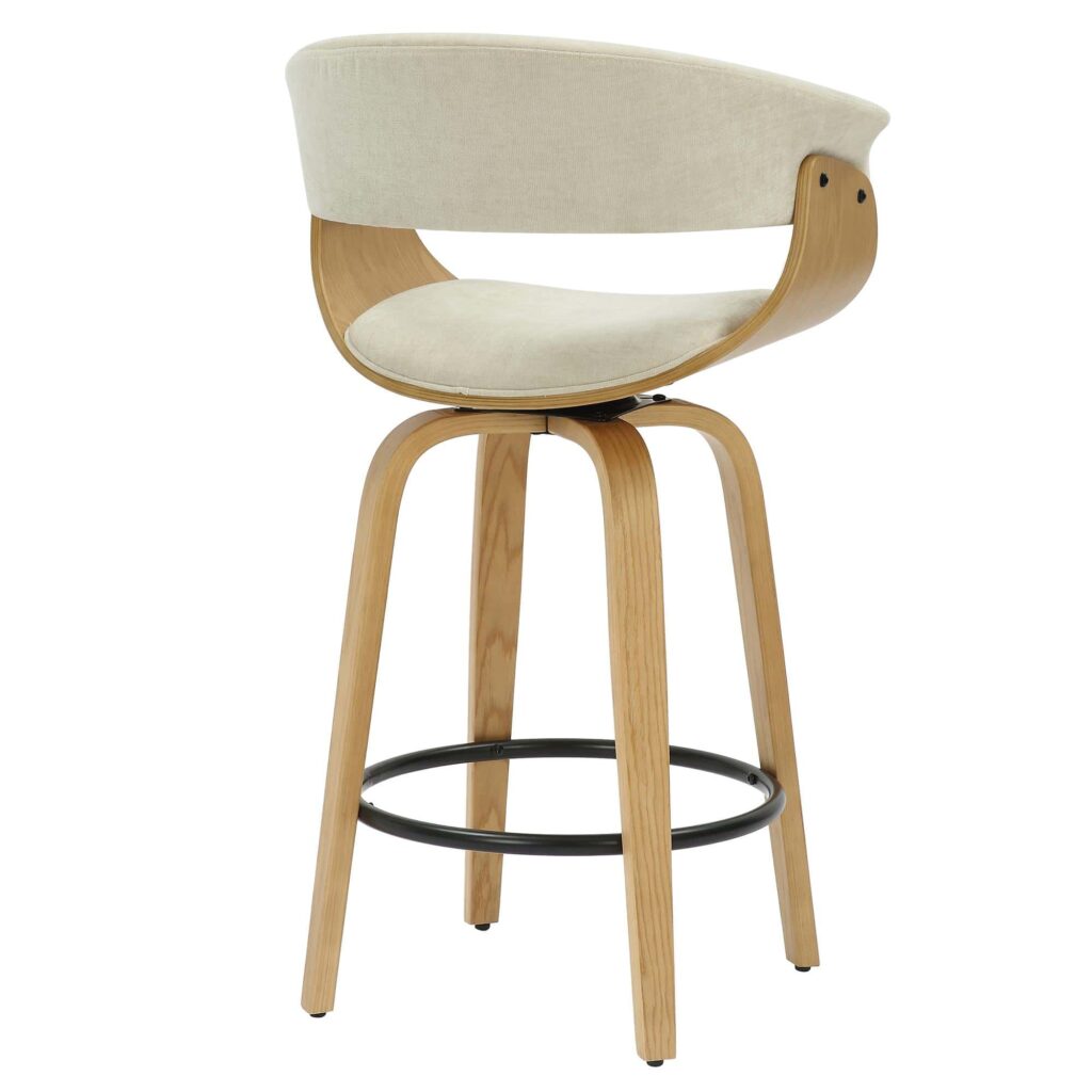 Holt 26" Counter Stool in Beige Fabric and Natural - Image 3