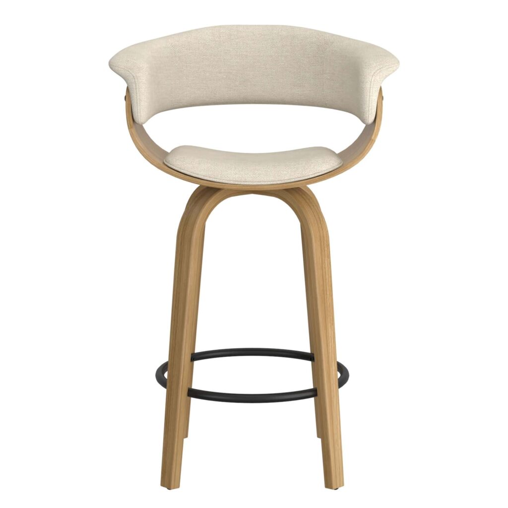 Holt 26" Counter Stool in Beige Fabric and Natural - Image 5