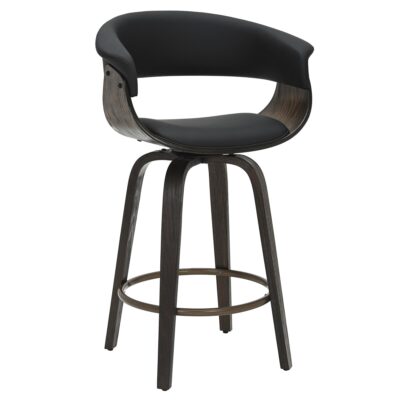 Holt 26" Counter Stool with Swivel, set of 2 in Black and Walnut