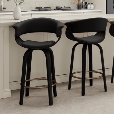 Holt 26" Counter Stool with Swivel, set of 2 in Black and Walnut 9 Holt 26" Counter Stool with Swivel, set of 2 in Black and Walnut 203-981BK_WAL 203 981BK WAL 1