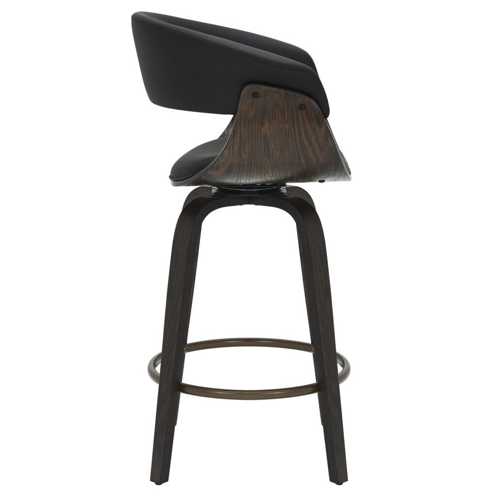 Holt 26" Counter Stool with Swivel, set of 2 in Black and Walnut - Image 4