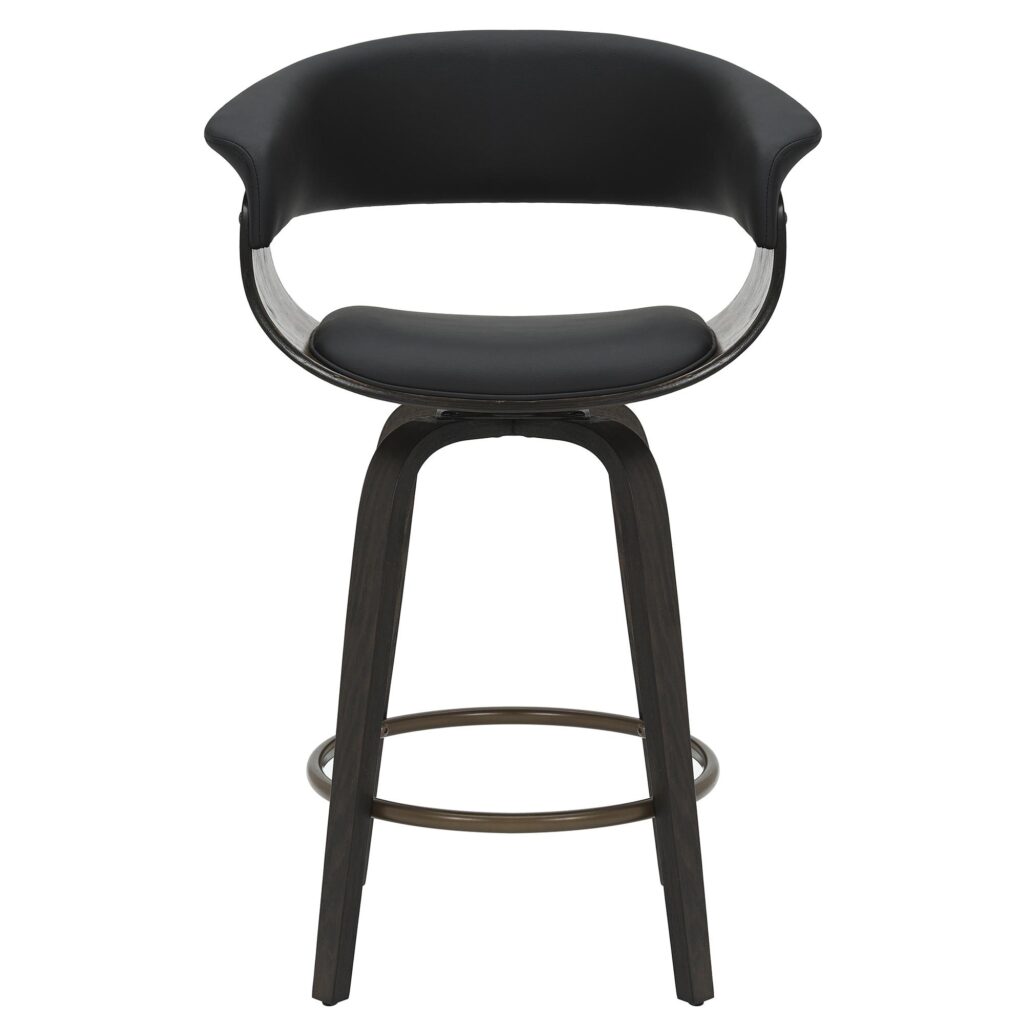 Holt 26" Counter Stool with Swivel, set of 2 in Black and Walnut - Image 5