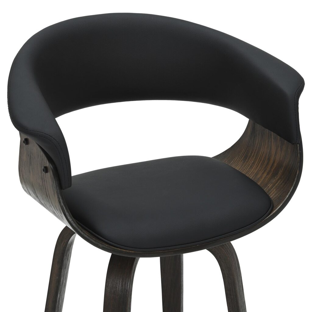 Holt 26" Counter Stool with Swivel, set of 2 in Black and Walnut - Image 6