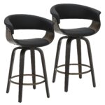 Holt 26" Counter Stool with Swivel, set of 2 in Black and Walnut 203-981BK_WAL 203 981BK WAL 6