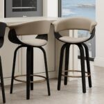 Holt 26" Counter Stool with Swivel, set of 2 in Mushroom and Walnut 203-981MSH_WAL 203 981MSH WAL 1