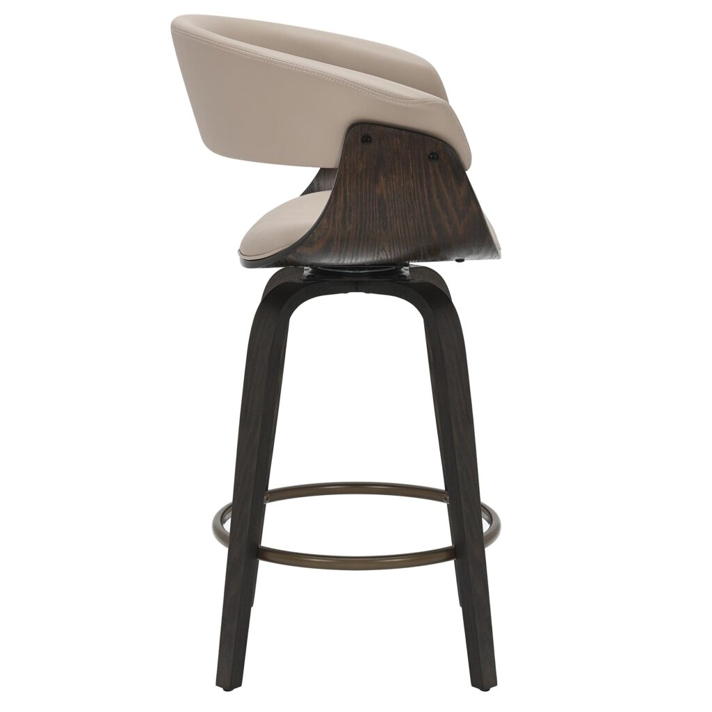 Holt 26" Counter Stool with Swivel, set of 2 in Mushroom and Walnut - Image 4