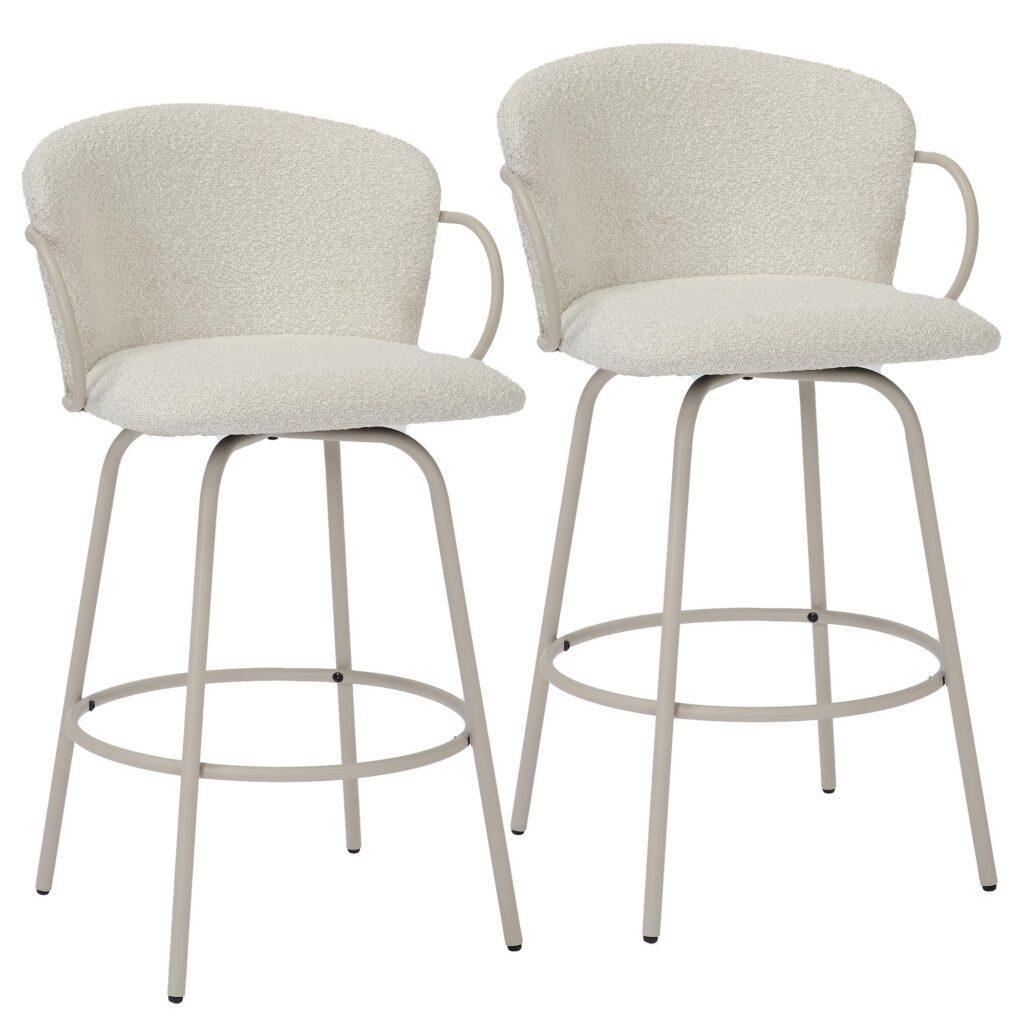 Kalani 26" Counter Stool w/Swivel, Set of 2 in Beige & Black - Image 7