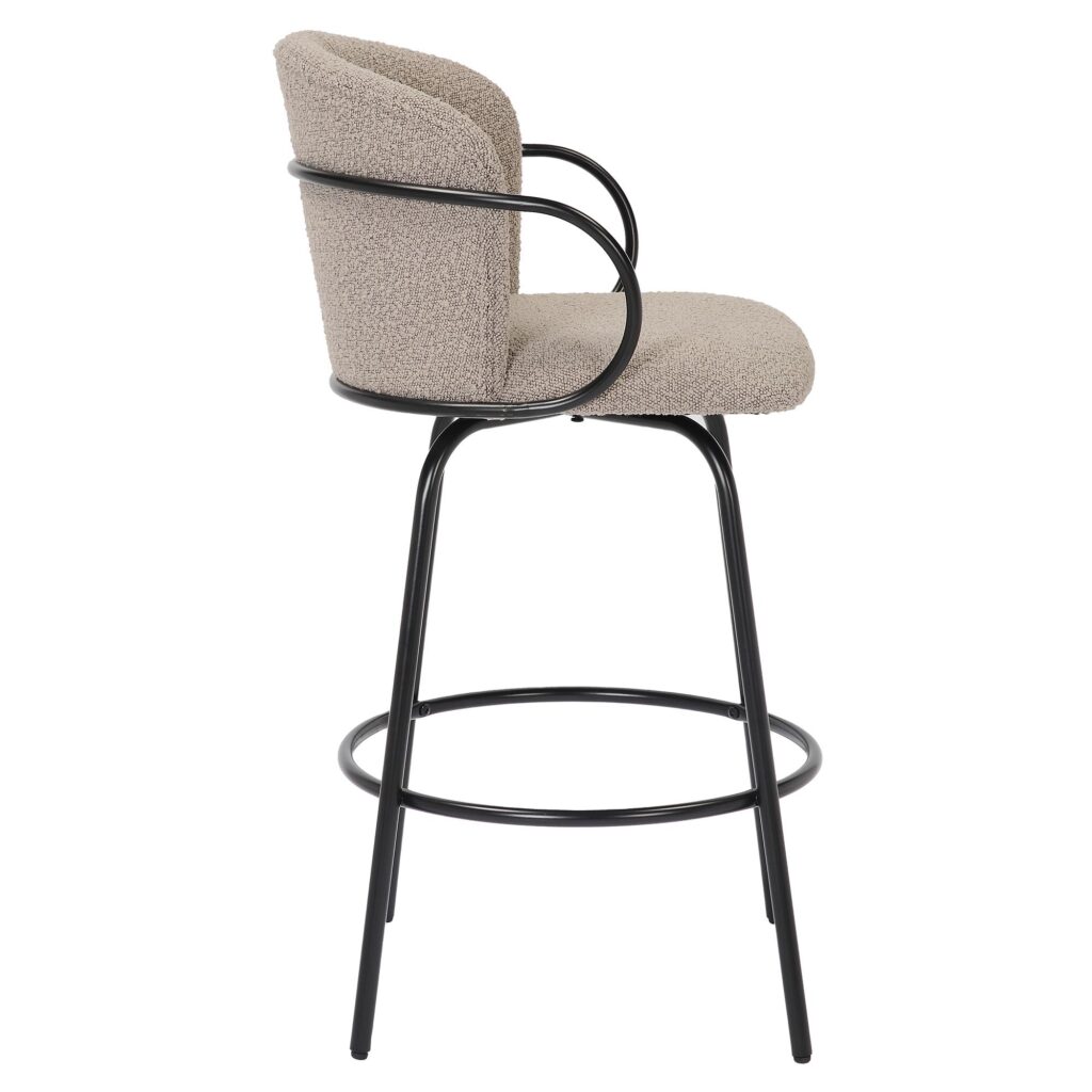 Kalani 26" Counter Stool w/Swivel, Set of 2 in Warm Grey & Black - Image 4