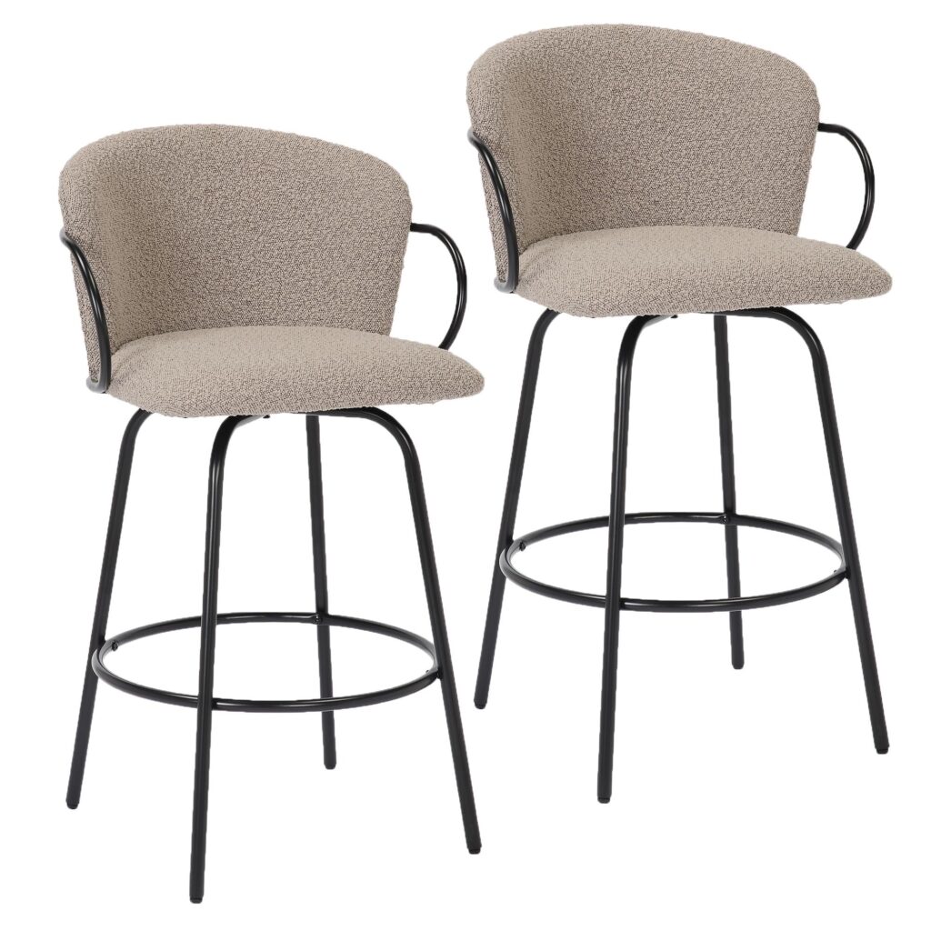 Kalani 26" Counter Stool w/Swivel, Set of 2 in Warm Grey & Black - Image 7