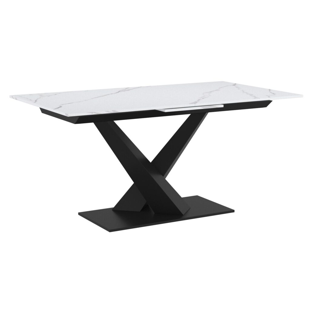 Julius/Dario 7pc Dining Set in White Table with Charcoal Chair - Image 2