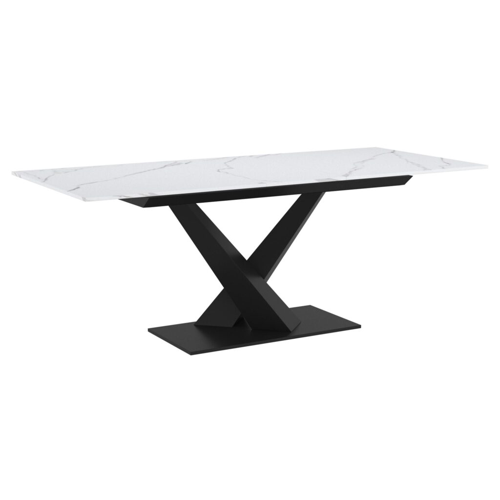 Julius/Dario 7pc Dining Set in White Table with Charcoal Chair - Image 3