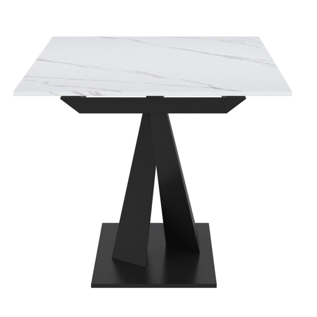 Julius/Dario 7pc Dining Set in White Table with Charcoal Chair - Image 4