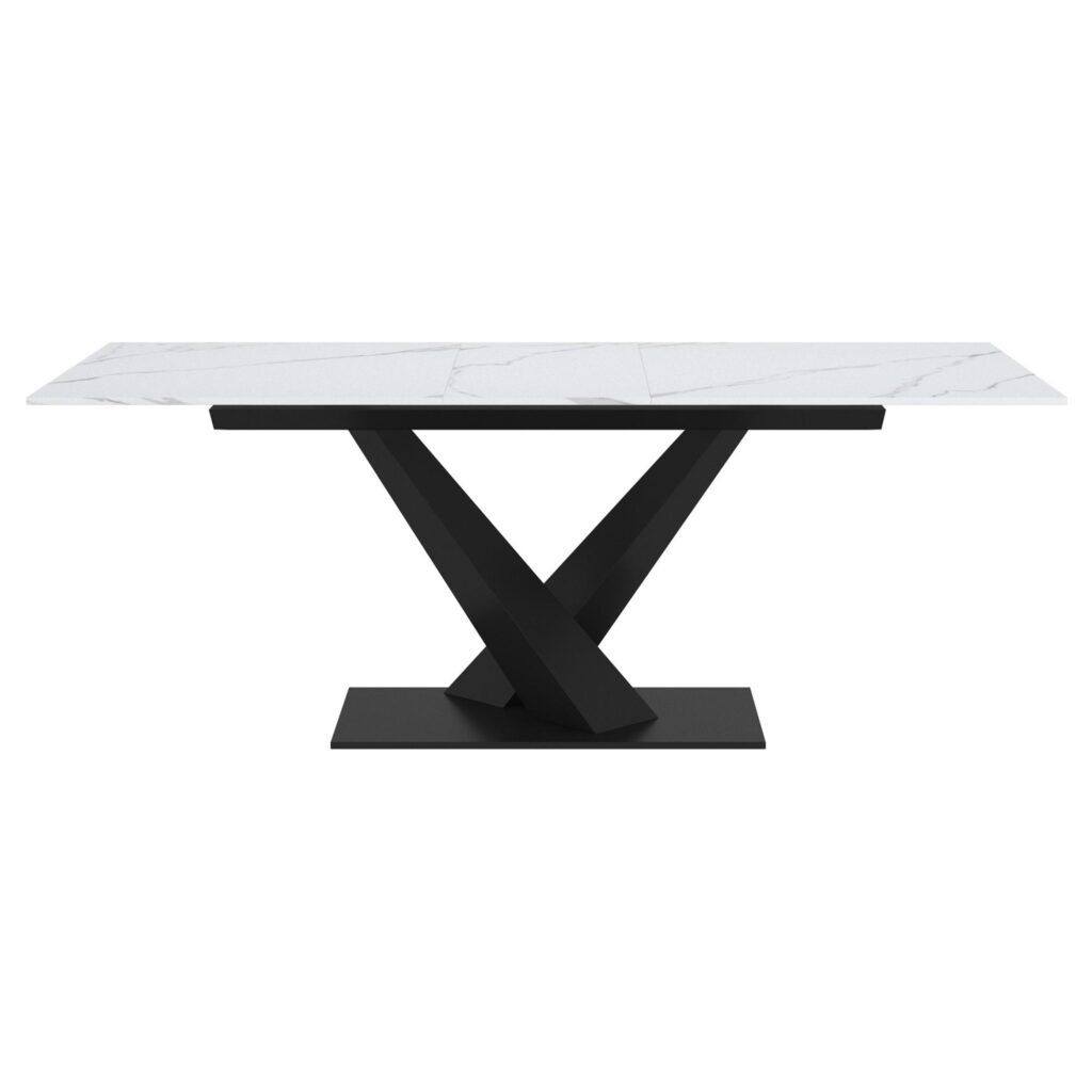 Julius/Dario 7pc Dining Set in White Table with Charcoal Chair - Image 5