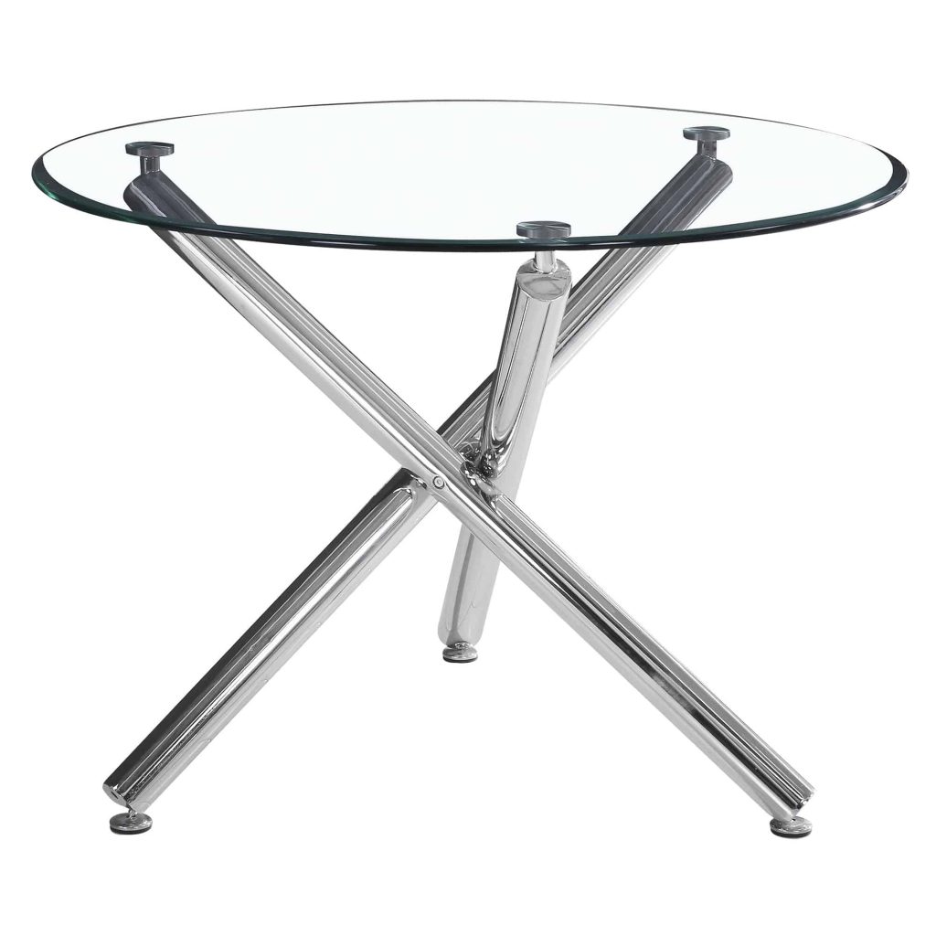 Solara/Devo 5pc Dining Set in Chrome with Grey Chair - Image 2