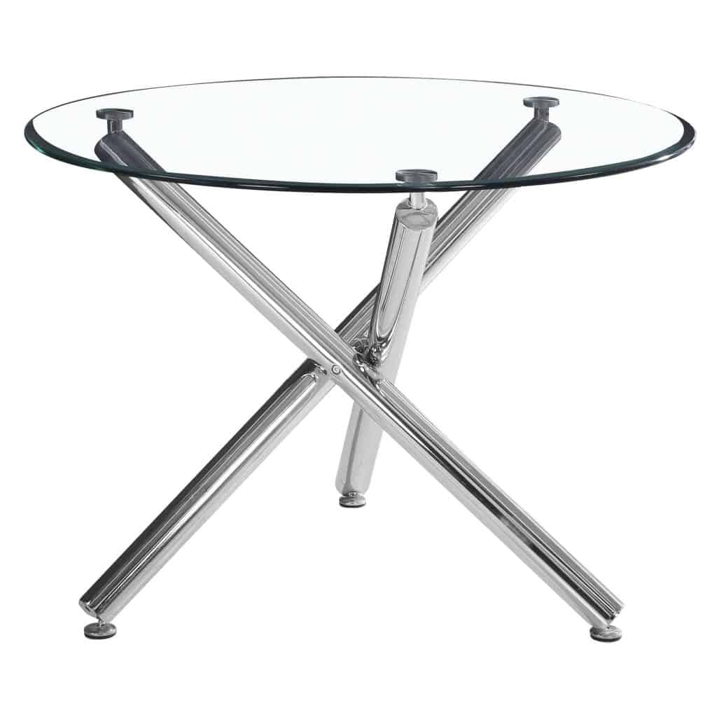 Solara/Devo 5pc Dining Set in Chrome with White Chair - Image 2