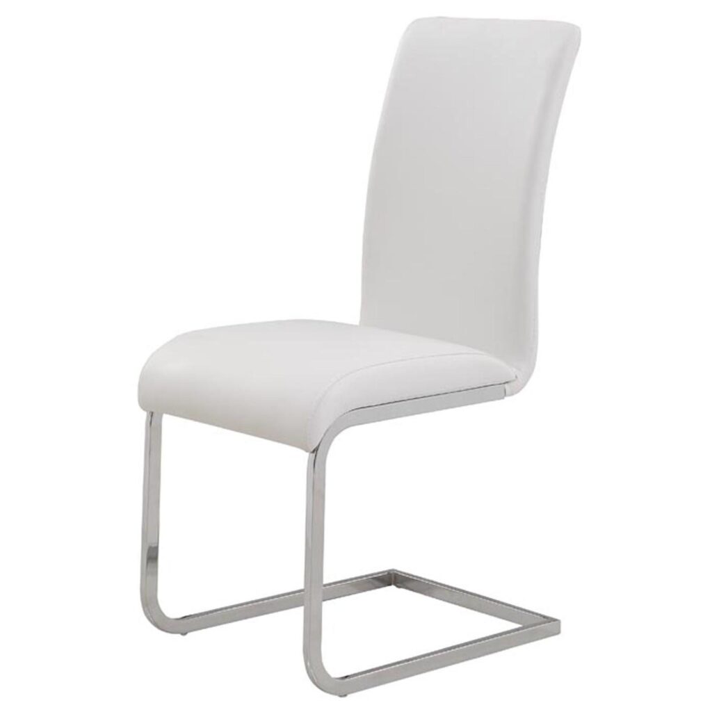 Frankfurt/Maxim 5pc Dining Set in Chrome with White Chair - Image 7
