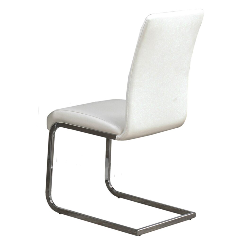Frankfurt/Maxim 5pc Dining Set in Chrome with White Chair - Image 8