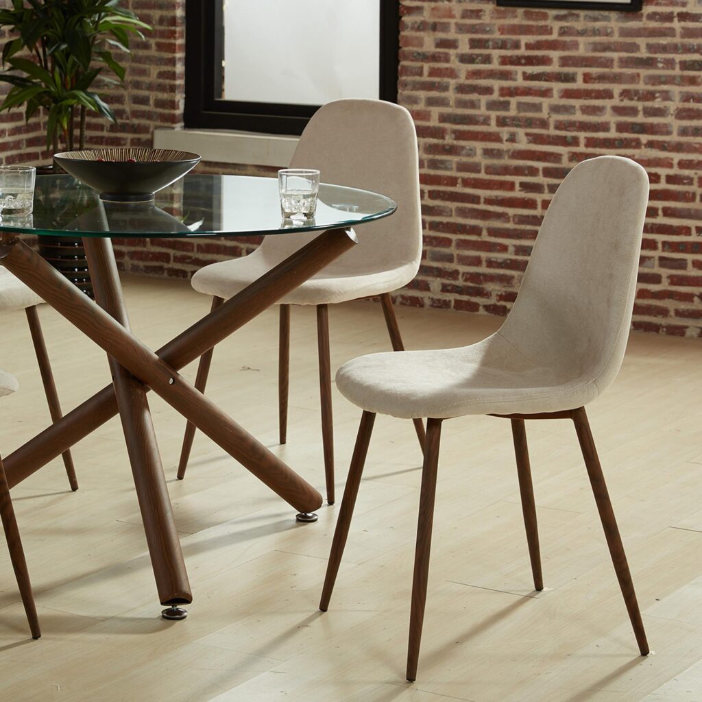 Rocca/Lyna 5pc Dining Set in Walnut with Beige Chair - Image 10