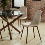 Rocca/Lyna 5pc Dining Set in Walnut with Beige Chair 207-264_250BG 207 264 250BG 9