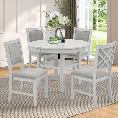 Samuel 5pc Dining set in Whitewash 9 Samuel 5pc Dining set in Whitewash 207-280DT-WT 207 280DT WT 1