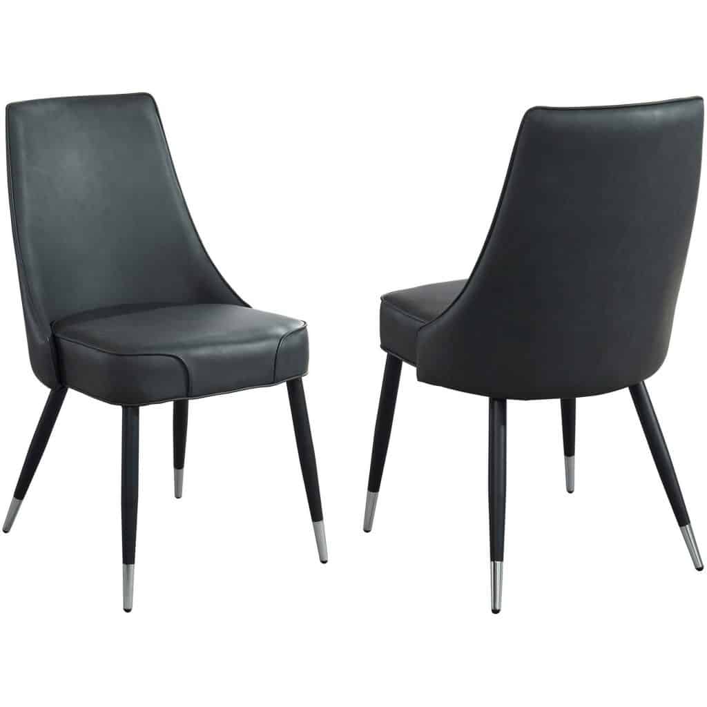 Gavin/Silvano 7pc Dining Set in Black with Vintage Grey Chair - Image 5