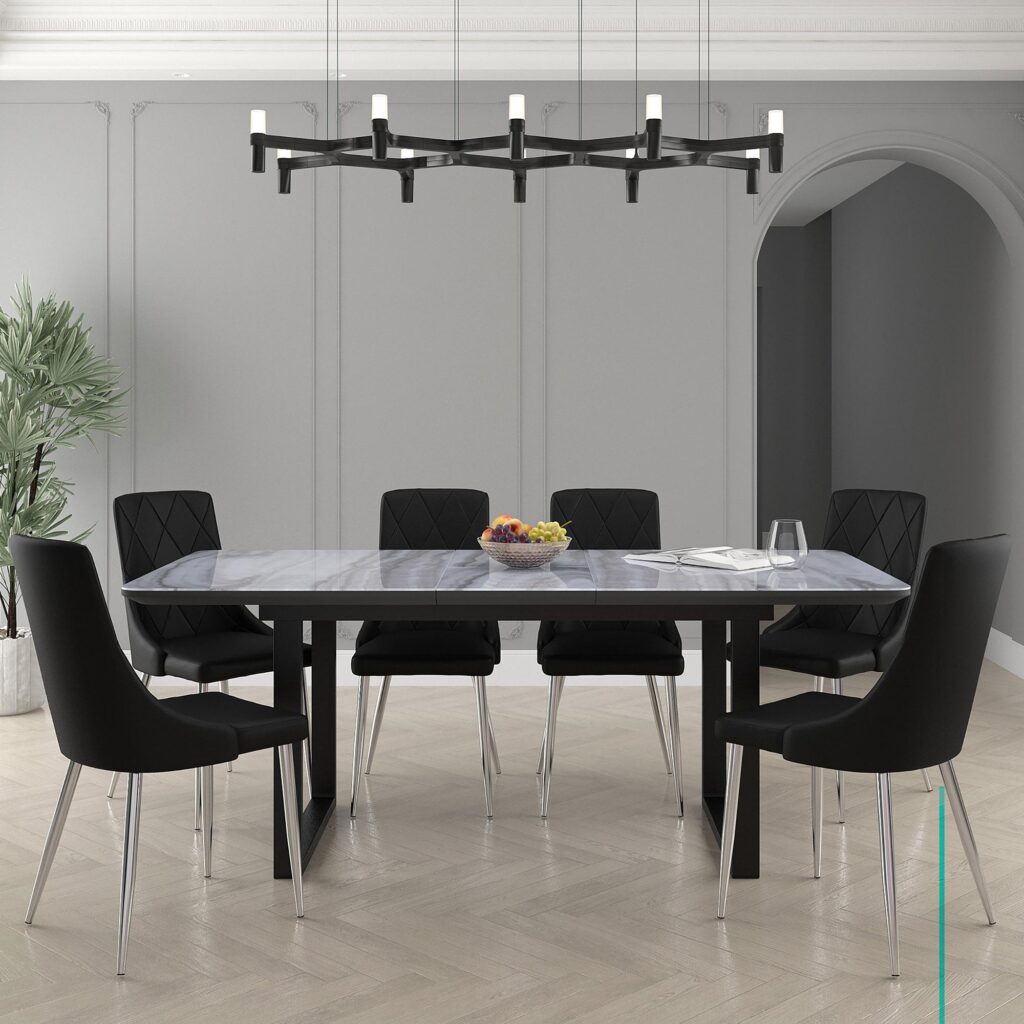 Gavin/Devo 7pc Dining Set in Black with Black Chair 207-360/087BK 207 360 087BK