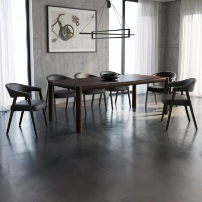 Advik and Bexley 7pc Dining Set - Mocha Table and Black and Dark Walnut Chairs