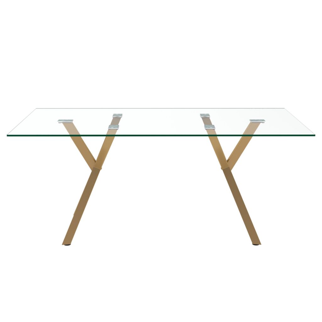 Stark/Cleo 7pc Dining Set in Aged Gold with White Chair - Image 3