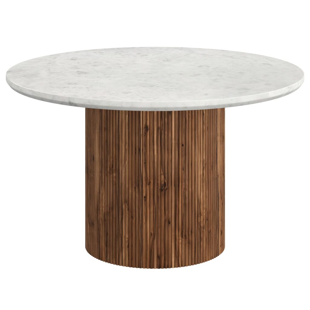 Jilsa/Archer 5pc Dining Set - Walnut & White Table with Beige Chair - Image 2