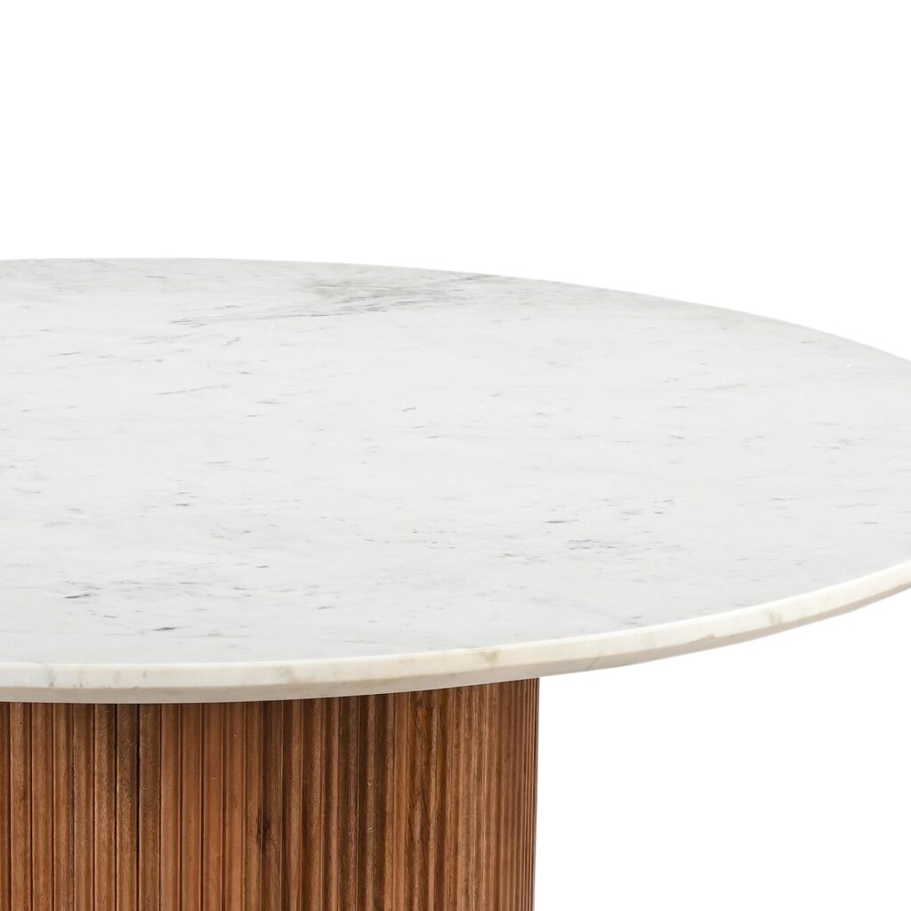 Jilsa/Archer 5pc Dining Set - Walnut & White Table with Beige Chair - Image 4