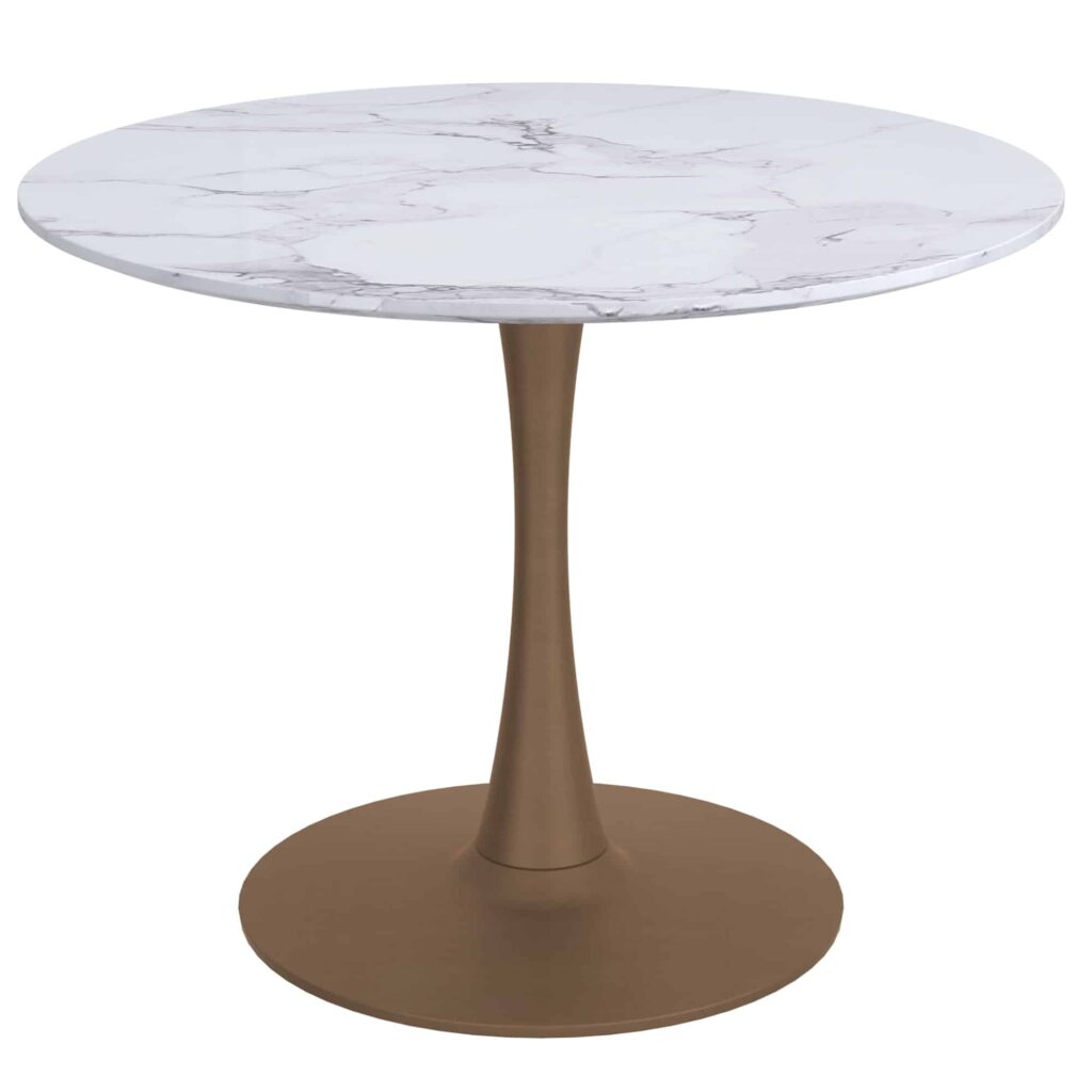 Zilo/Antoine Small 5pc Dining Set in Aged Gold with Light Grey Chair - Image 2