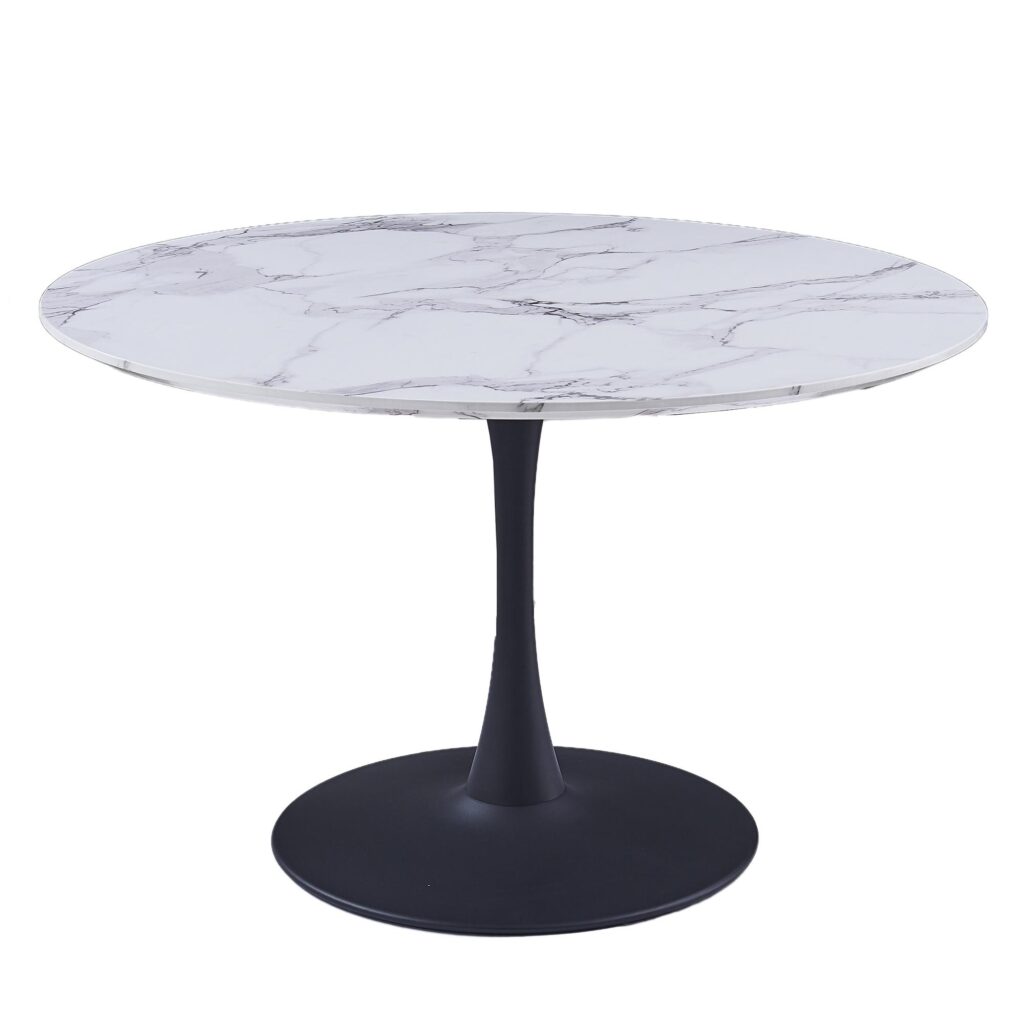 Zilo/Zeke 7pc Dining Set in Faux Marble and Black with Charcoal Chair - Image 2