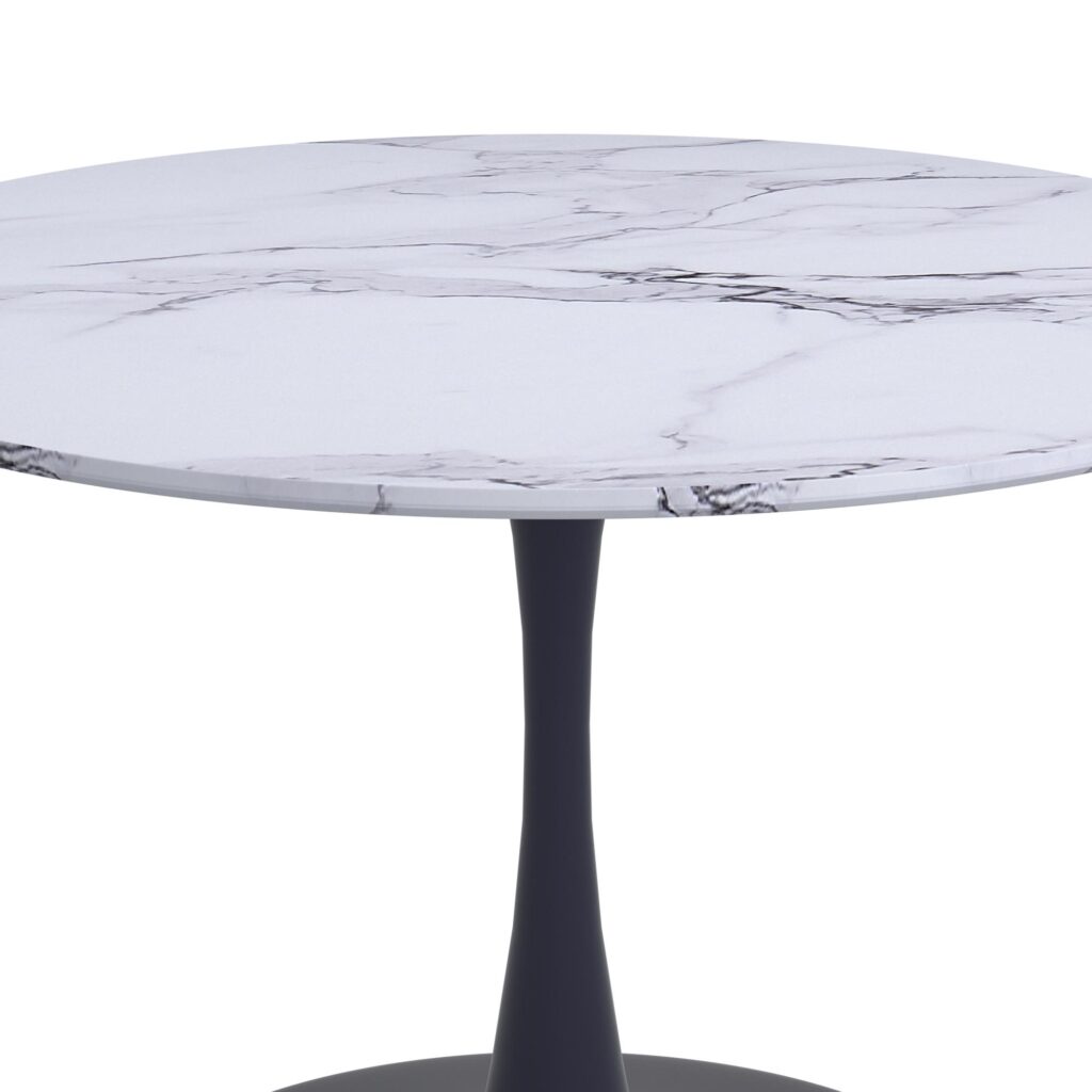 Zilo/Zeke 7pc Dining Set in Faux Marble and Black with Charcoal Chair - Image 3