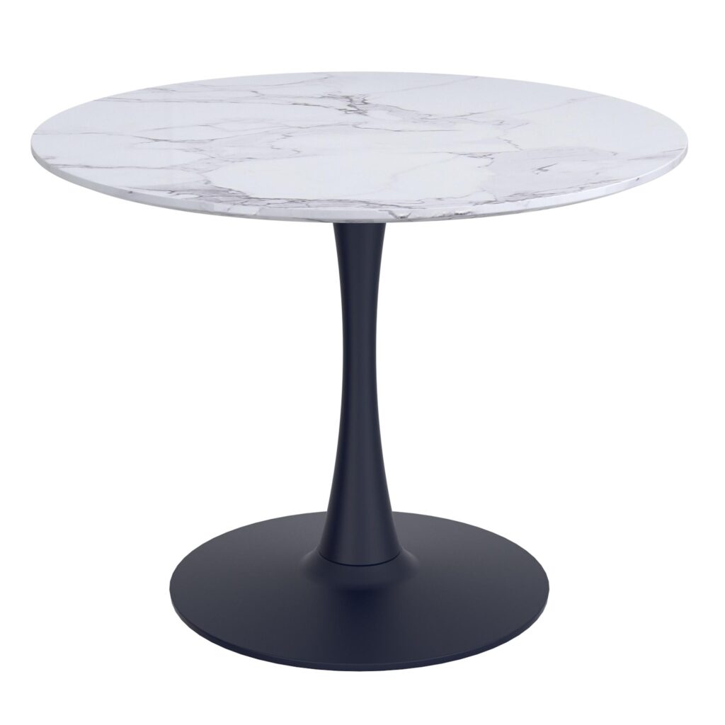 Zilo/Kash 5pc Dining Set in Faux Marble and Black with Beige Chair - Image 2