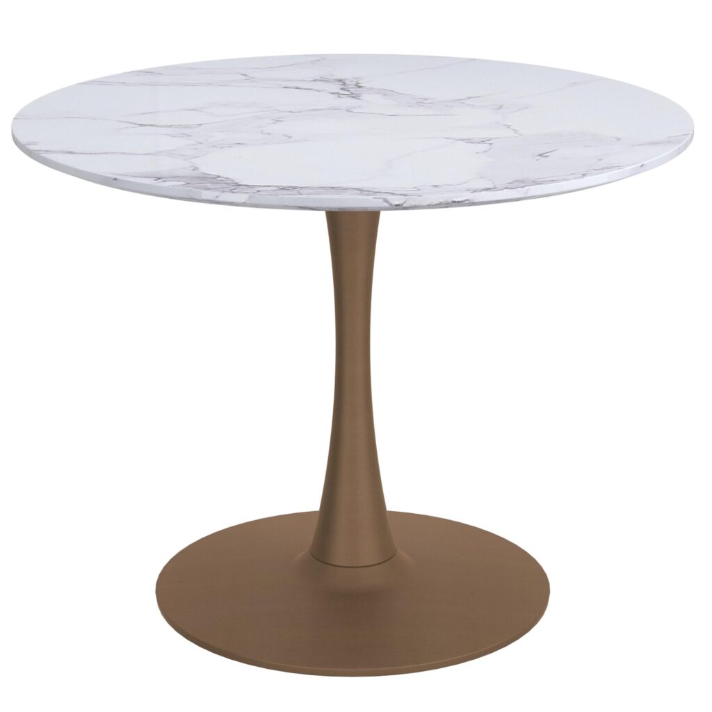 Zilo/Olis 3pc Dining Set in Faux Marble and Gold with Beige Chair - Image 2