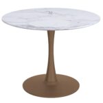 Zilo/Olis 3pc Dining Set in Faux Marble and Gold with Beige Chair 207-671SGD_085PUBG 207 671SGD 085PUBG 1